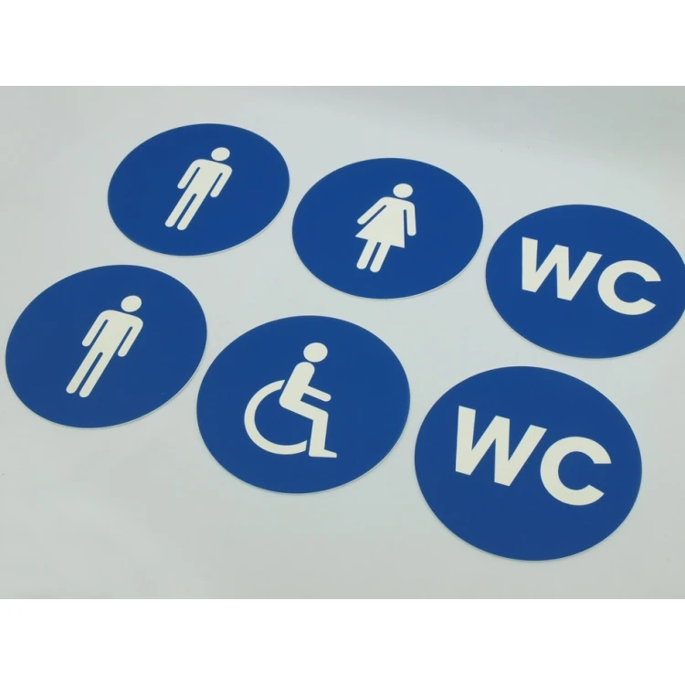 Pictograms - blue color - plaque with a diameter of 14 cm
