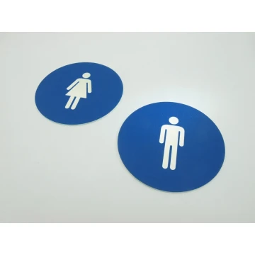 Pictograms - blue color - plaque with a diameter of 10 cm