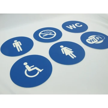 Pictograms - blue color - plaque with a diameter of 12 cm