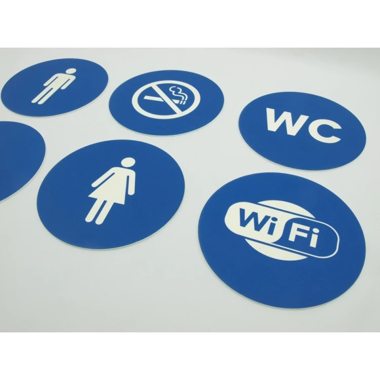 Pictograms - blue color - plaque with a diameter of 12 cm