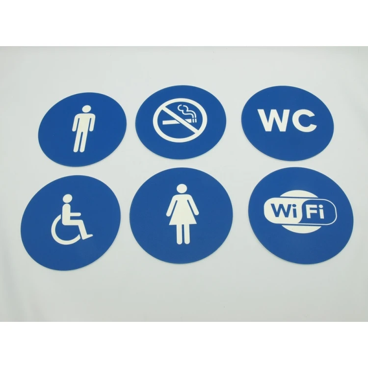Pictograms - blue color - plaque with a diameter of 12 cm