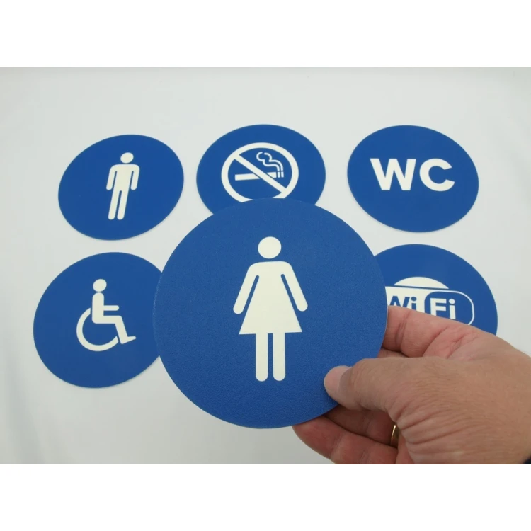 Pictograms - blue color - plaque with a diameter of 12 cm
