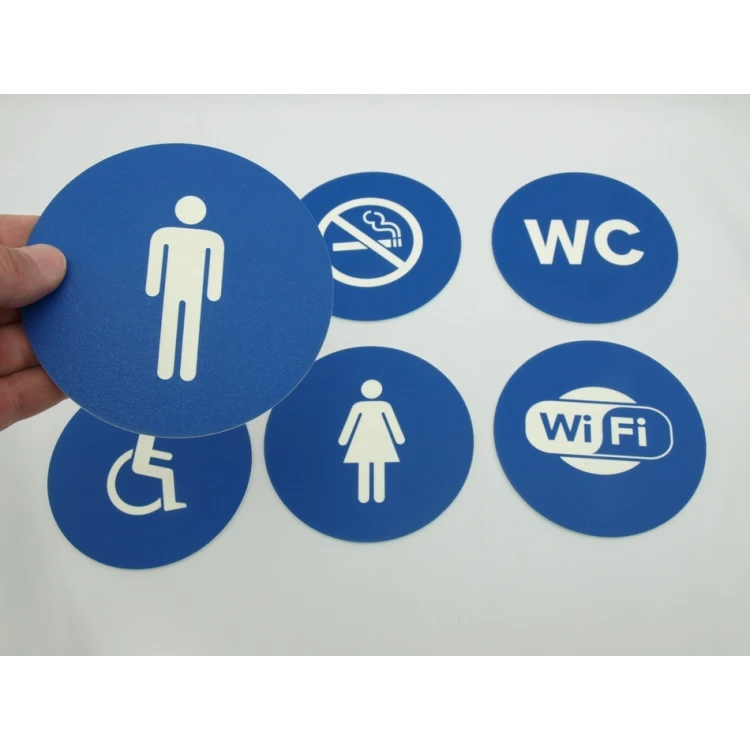 Pictograms - blue color - plaque with a diameter of 12 cm