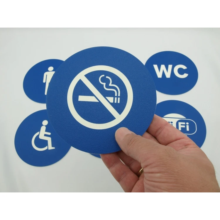 Pictograms - blue color - plaque with a diameter of 12 cm