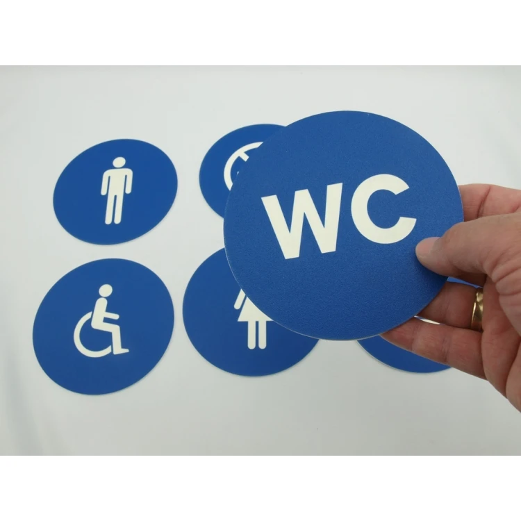 Pictograms - blue color - plaque with a diameter of 12 cm
