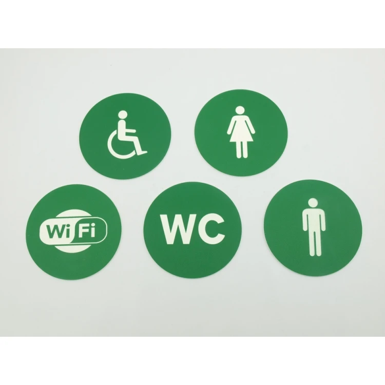 Pictograms - green color - plaque with a diameter of 10 cm