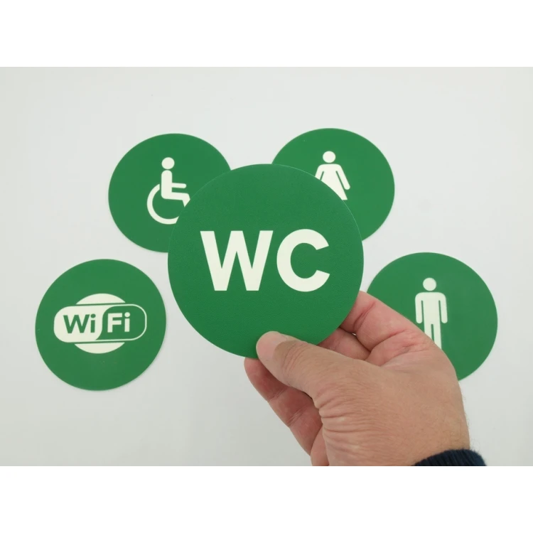 Pictograms - green color - plaque with a diameter of 10 cm
