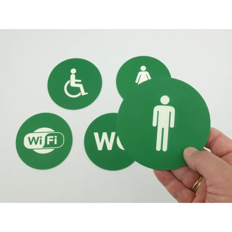 Pictograms - green color - plaque with a diameter of 10 cm