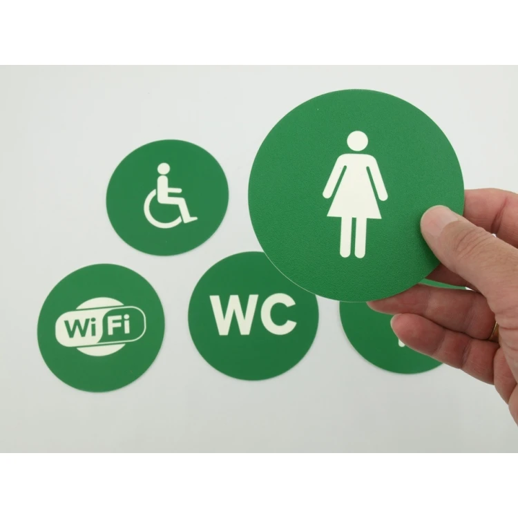 Pictograms - green color - plaque with a diameter of 10 cm