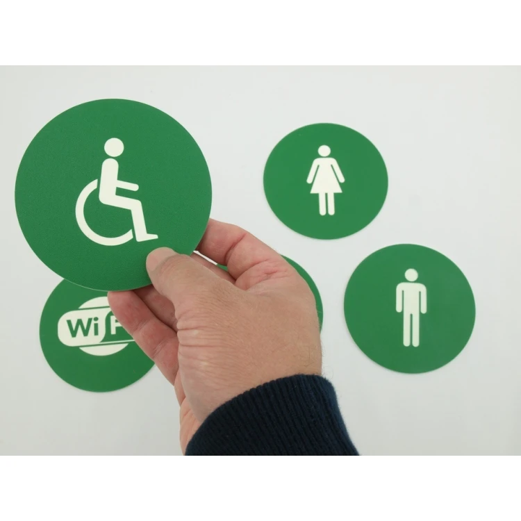 Pictograms - green color - plaque with a diameter of 10 cm