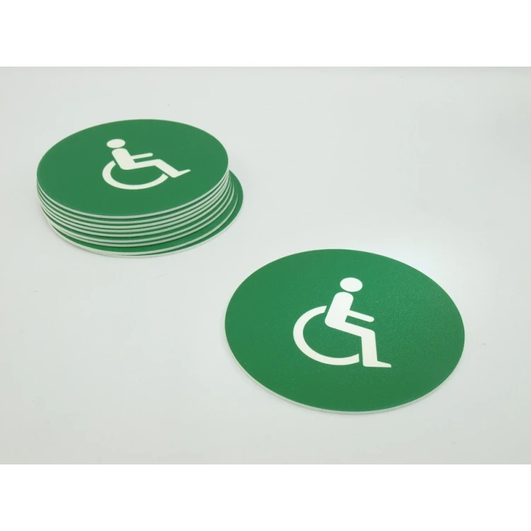 Pictograms - green color - plaque with a diameter of 10 cm