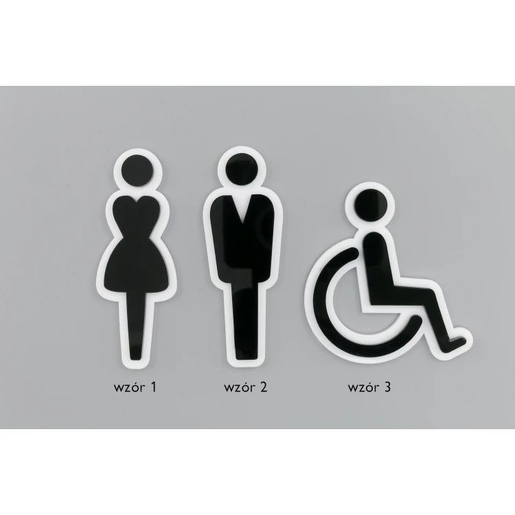 Plexiglass Pictograms for Toilets - Black and White Acrylic - TT021