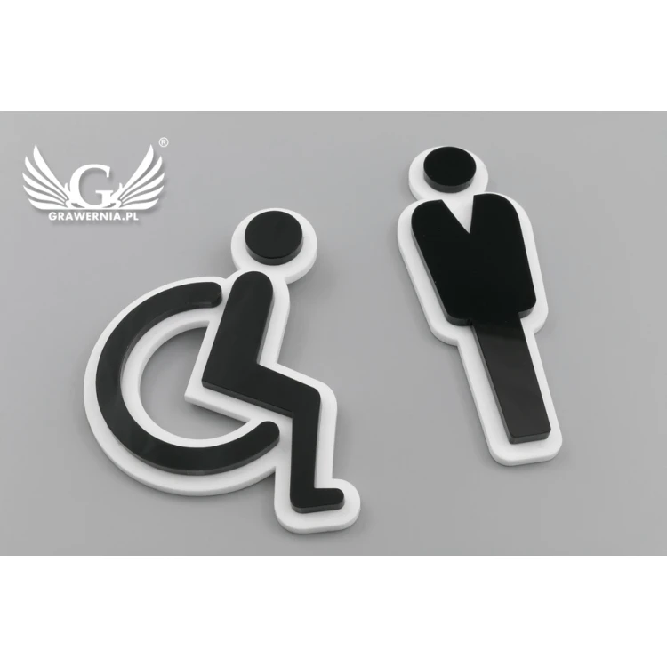 Plexiglass Pictograms for Toilets - Black and White Acrylic - TT021