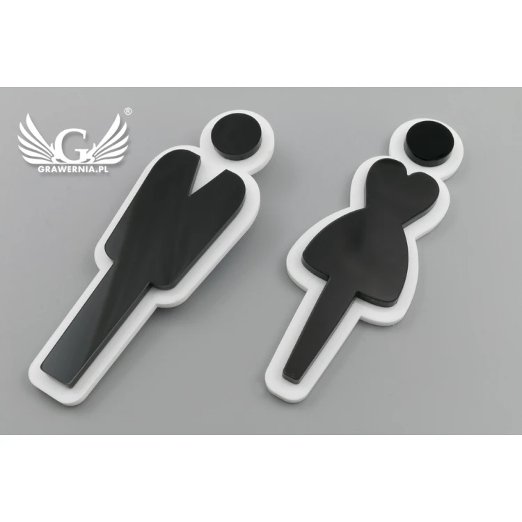 Plexiglass Pictograms for Toilets - Black and White Acrylic - TT021