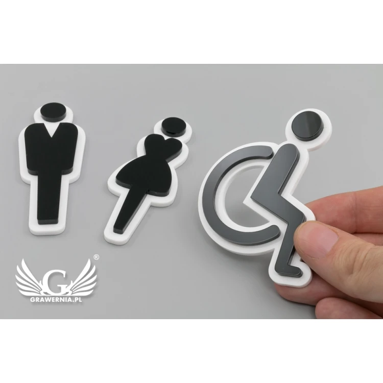 Plexiglass Pictograms for Toilets - Black and White Acrylic - TT021