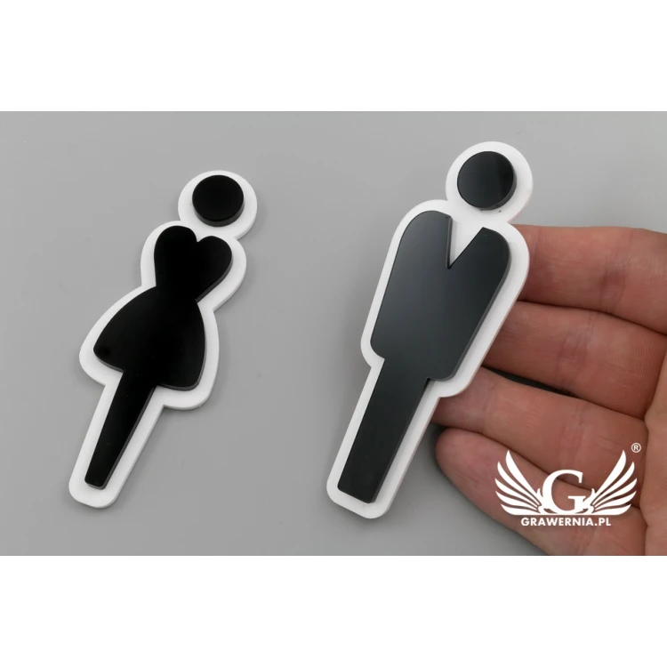 Plexiglass Pictograms for Toilets - Black and White Acrylic - TT021