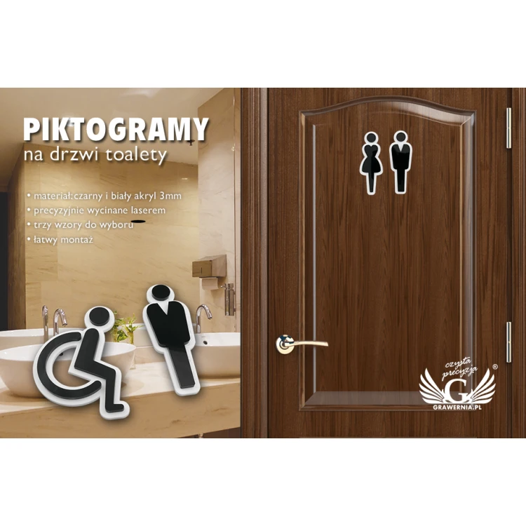 Plexiglass Pictograms for Toilets - Black and White Acrylic - TT021