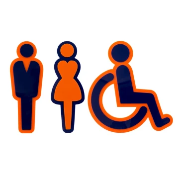 Pictograms from Plexi for Toilets - Orange and Navy Acrylic - Height: 300mm - TT035
