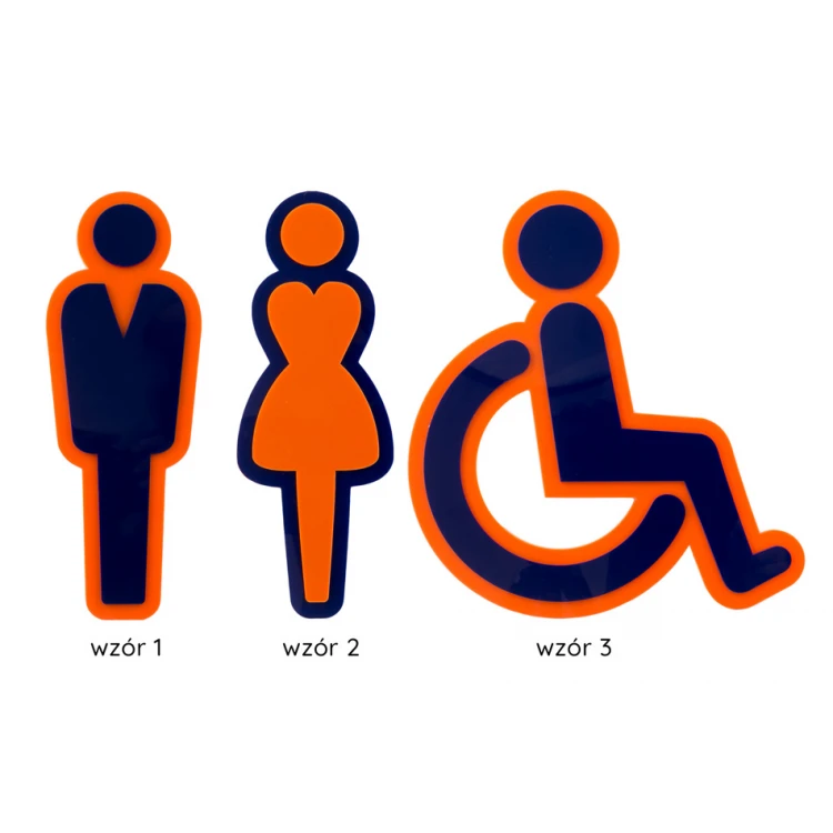 Pictograms from Plexi for Toilets - Orange and Navy Acrylic - Height: 300mm - TT035