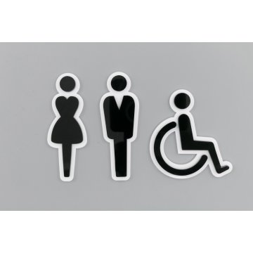 Plexiglass Pictograms for Toilets - Black and White Acrylic - TT021
