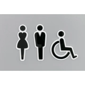 Plexiglass Pictograms for Toilets - Black and White Acrylic - TT021