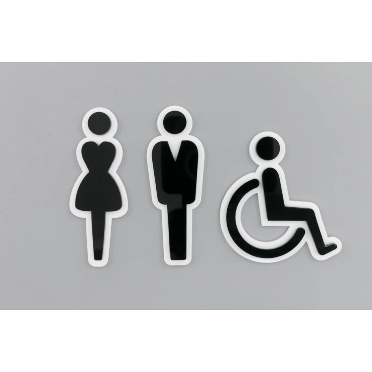 Plexiglass Pictograms for Toilets - Black and White Acrylic - TT021