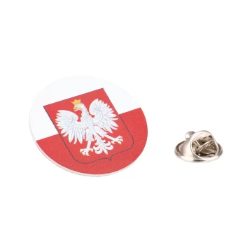 Patriotic Pin with Polish Flag and Emblem - diam. 28mm - PWD033