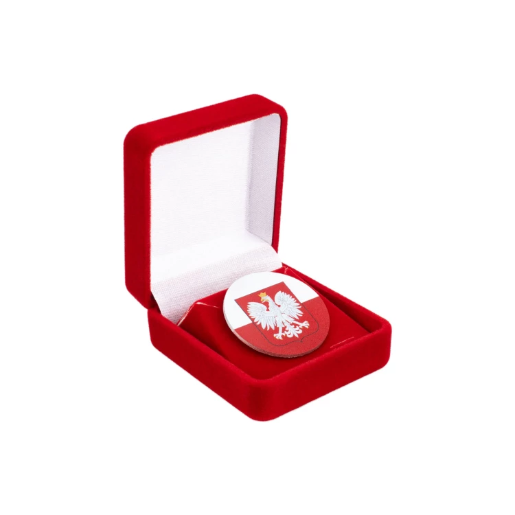 Patriotic Pin with Polish Flag and Emblem - diam. 28mm - PWD033