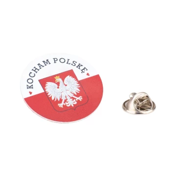 Patriotic Pin with Polish Flag and Emblem - diam. 28mm - PWD034