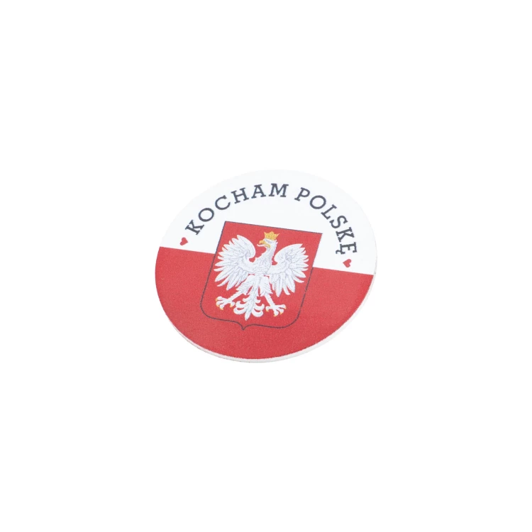 Patriotic Pin with Polish Flag and Emblem - diam. 28mm - PWD034