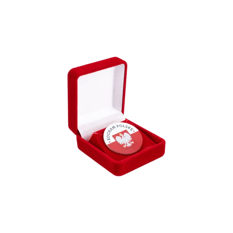 Patriotic Pin with Polish Flag and Emblem - diam. 28mm - PWD034