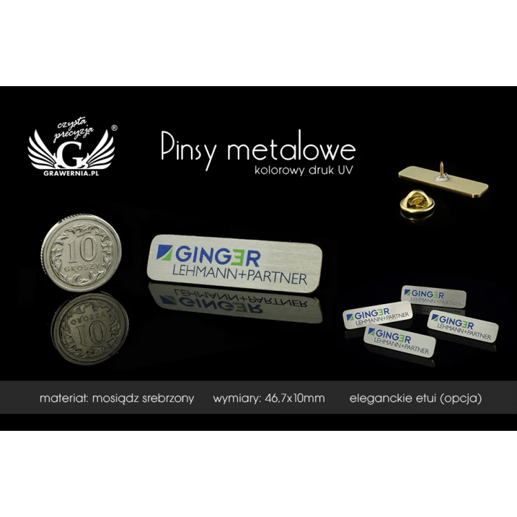 Metal Pins with Your Logo - size 46.7x10mm - UV print - PS025