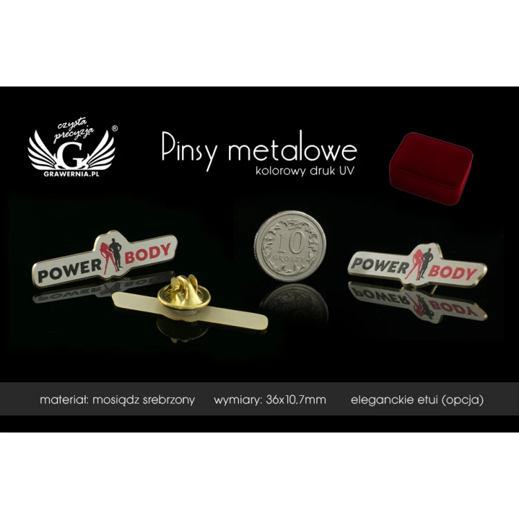 Metal Pins with Your Logo - size 36x10.7mm - UV print - PS026