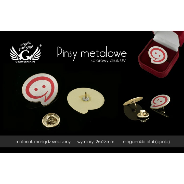 Metal Pins with Your Logo - size 26x23mm - UV Print - PS027