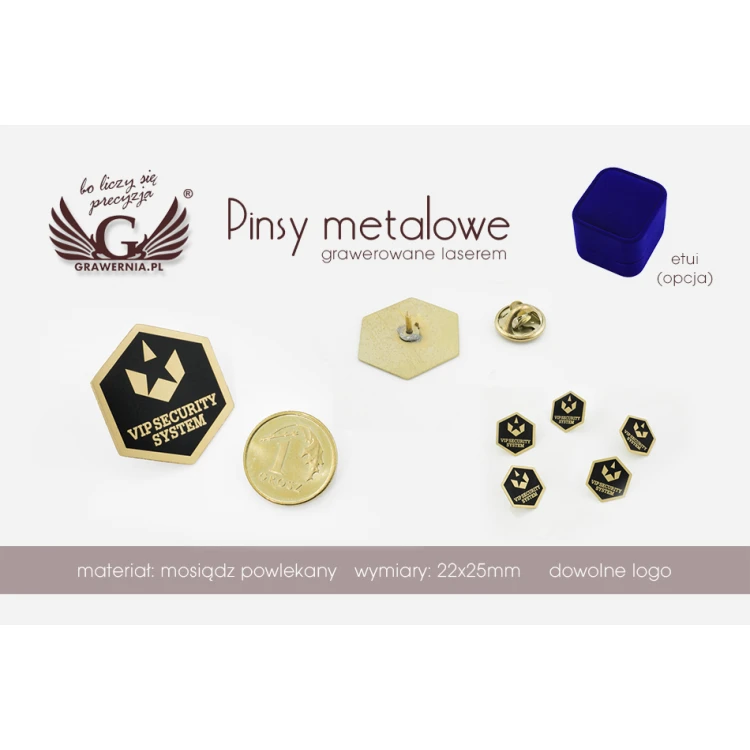 Metal Pins with Your Logo - dimensions: 22x25mm - PS028