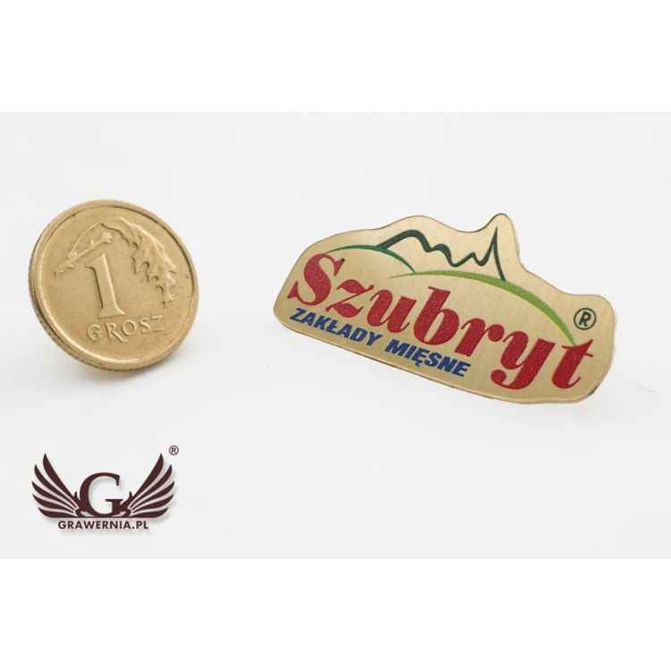 Metal Pins with Your Logo - dimensions: 32x15.5mm - engraving or UV print - PS029