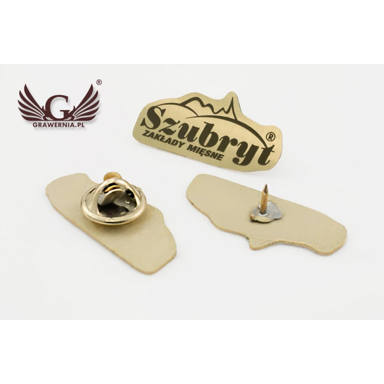 Metal Pins with Your Logo - dimensions: 32x15.5mm - engraving or UV print - PS029