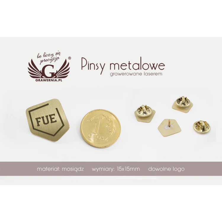 Metal Pins with Your Logo - size 15x15mm - PS030