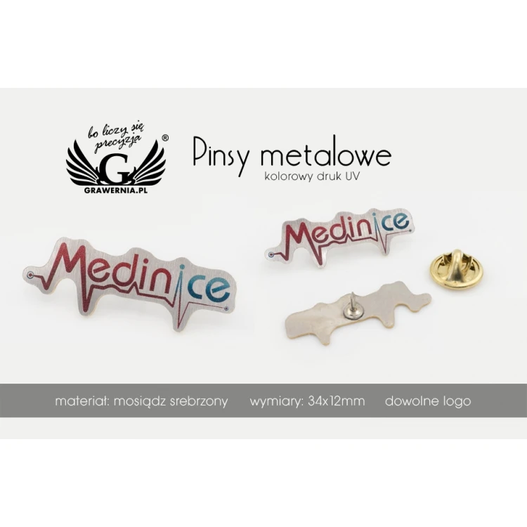 Metal Pins with Your Logo - size 34x12mm - UV Print - PS046