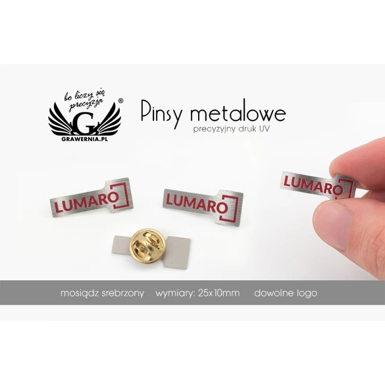 Metal Pins with Your Logo - size 25x10mm - UV print - PS036