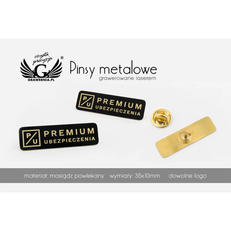 Metal Pins with Your Logo - dimensions: 35x10mm - PS037