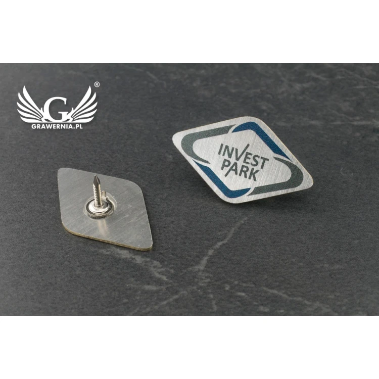 Brass Pins with Your Logo - size 26x15mm - UV Print - PS041