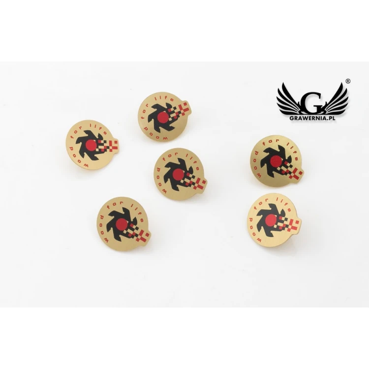 Brass Pins with Your Logo - size 22x20mm - UV Print - PS042