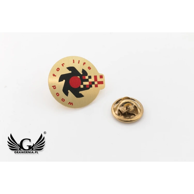 Brass Pins with Your Logo - size 22x20mm - UV Print - PS042