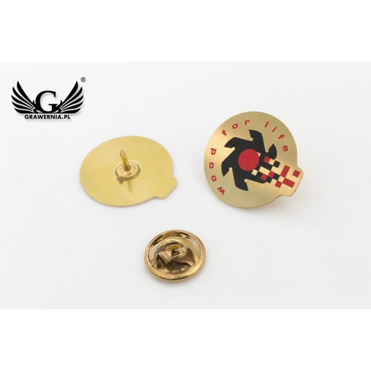 Brass Pins with Your Logo - size 22x20mm - UV Print - PS042