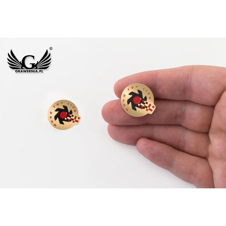 Brass Pins with Your Logo - size 22x20mm - UV Print - PS042