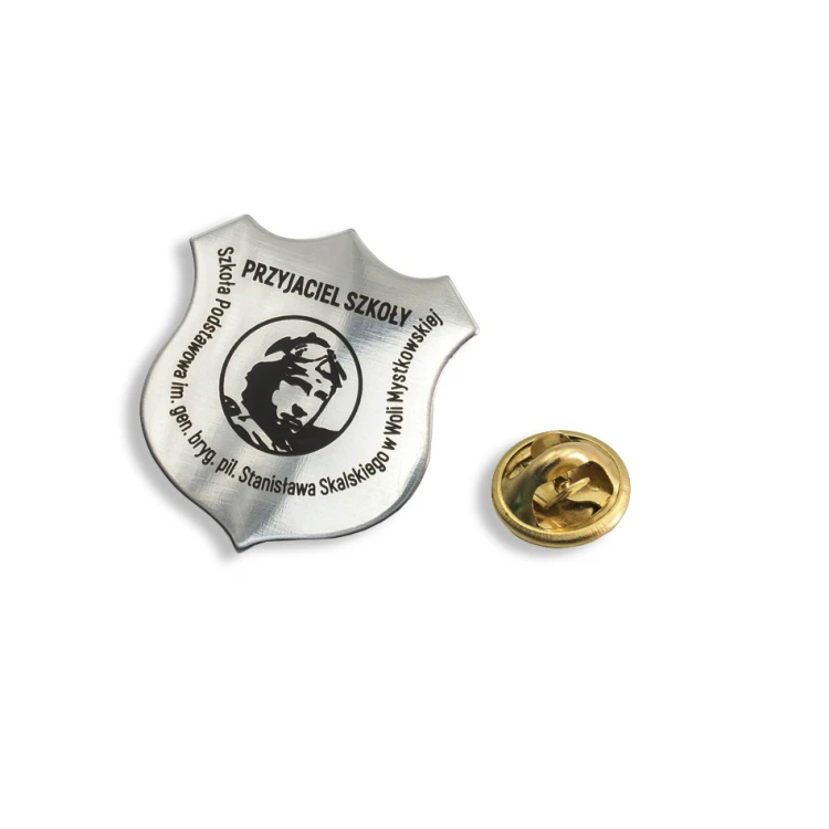 Pinsy School Friend - Steel Shields with Any Graphics - Size 27x30mm - Laser Engraving - PS035