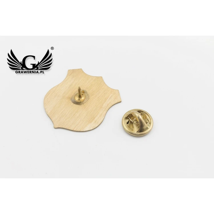Pinsy - Brass Shields with Your Logo - size 27x30mm - UV print - PS034