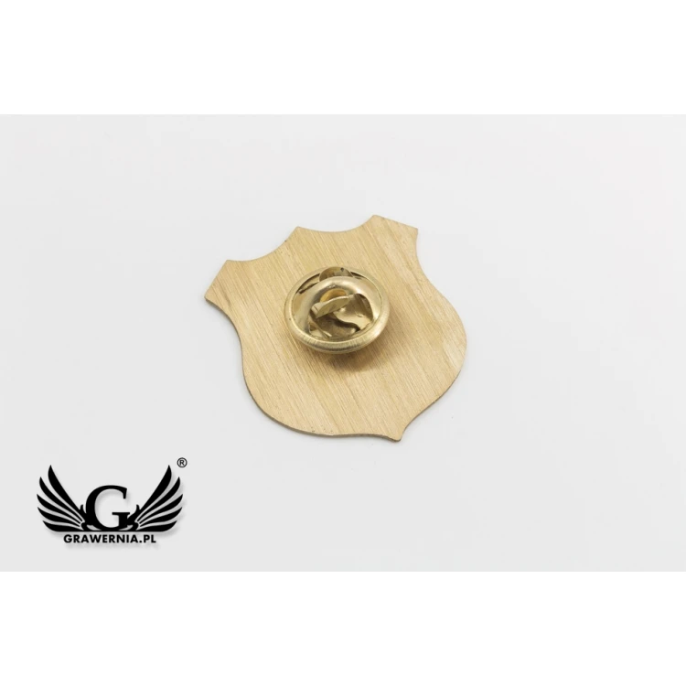 Pinsy - Brass Shields with Your Logo - size 27x30mm - UV print - PS034
