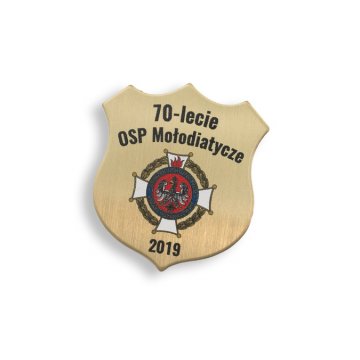 Pinsy - Brass Shields with Your Logo - size 27x30mm - UV print - PS034